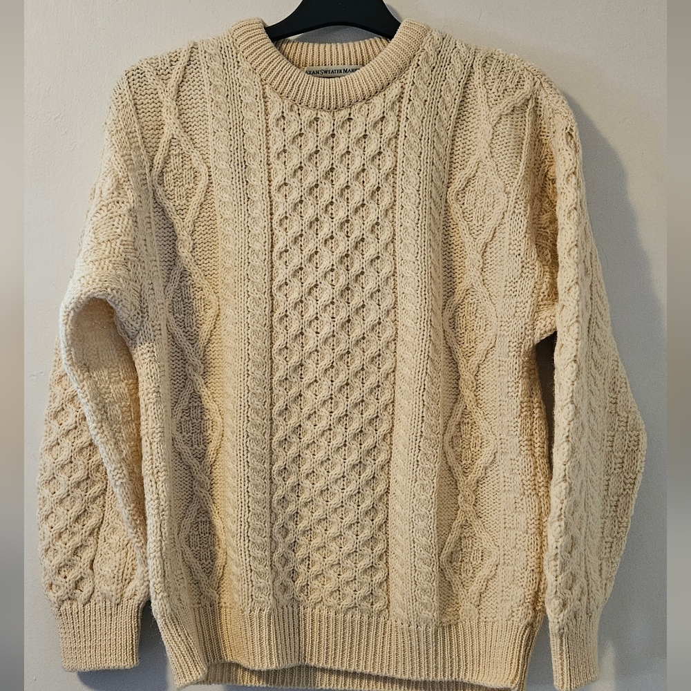 Cream Cable Knit Crewneck Sweater